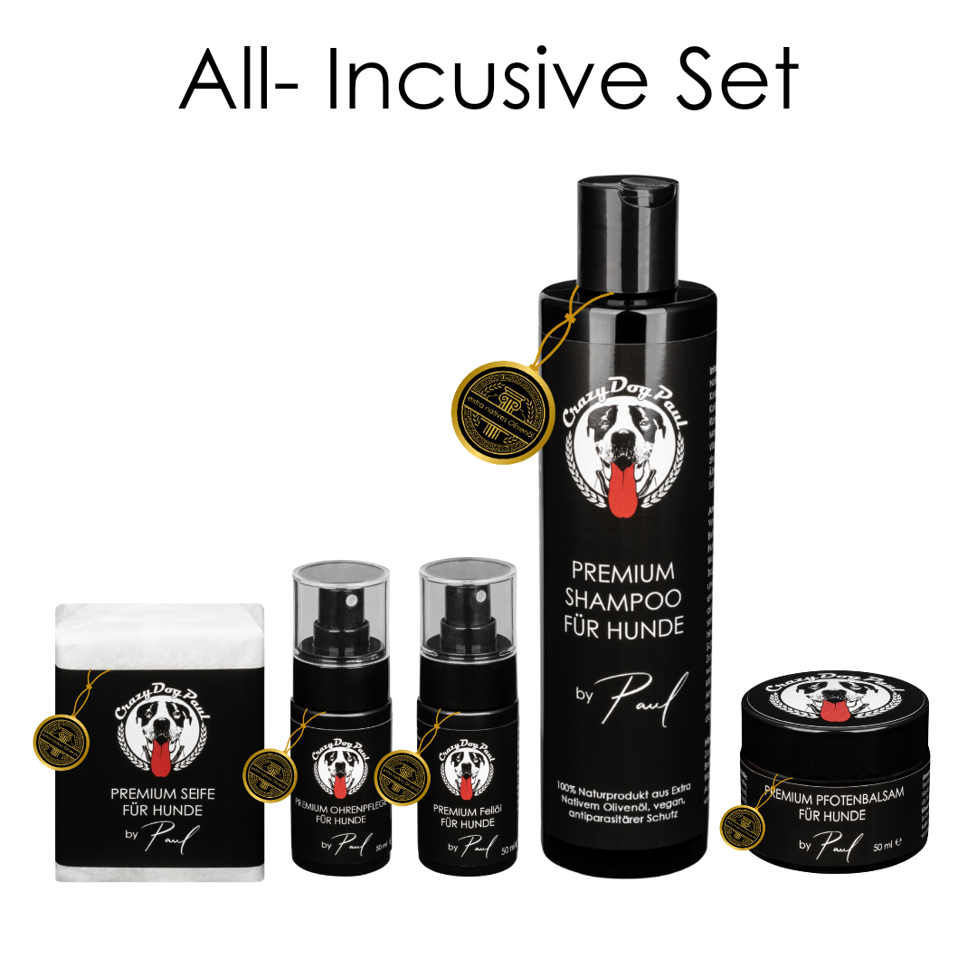 CrazyDogPaul Premium All-Inclusive Set – Ganzheitliche Fell-, Ohren- & Pfotenpflege
