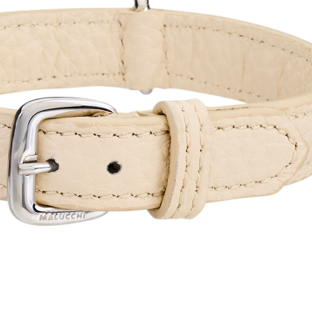CrazyDogPaul Premium Hundehalsband BRIGHT für kleine Hunde, Breite 2 cm – Luxus-Bullenleder & Swarovski-Steine