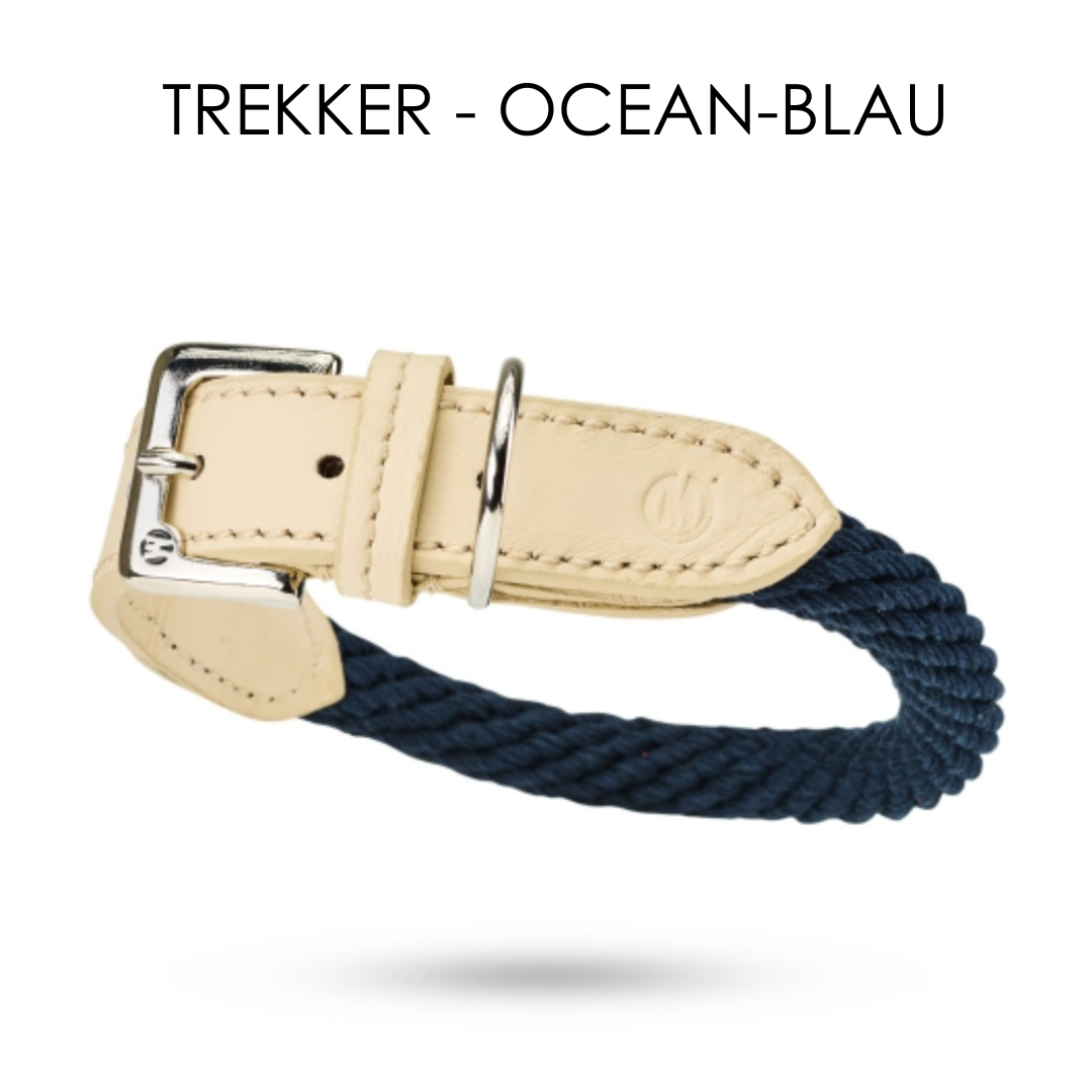 Malucchi Luxus Hundehalsband TREKKER aus Leder & Tau  - 40% Rabatt