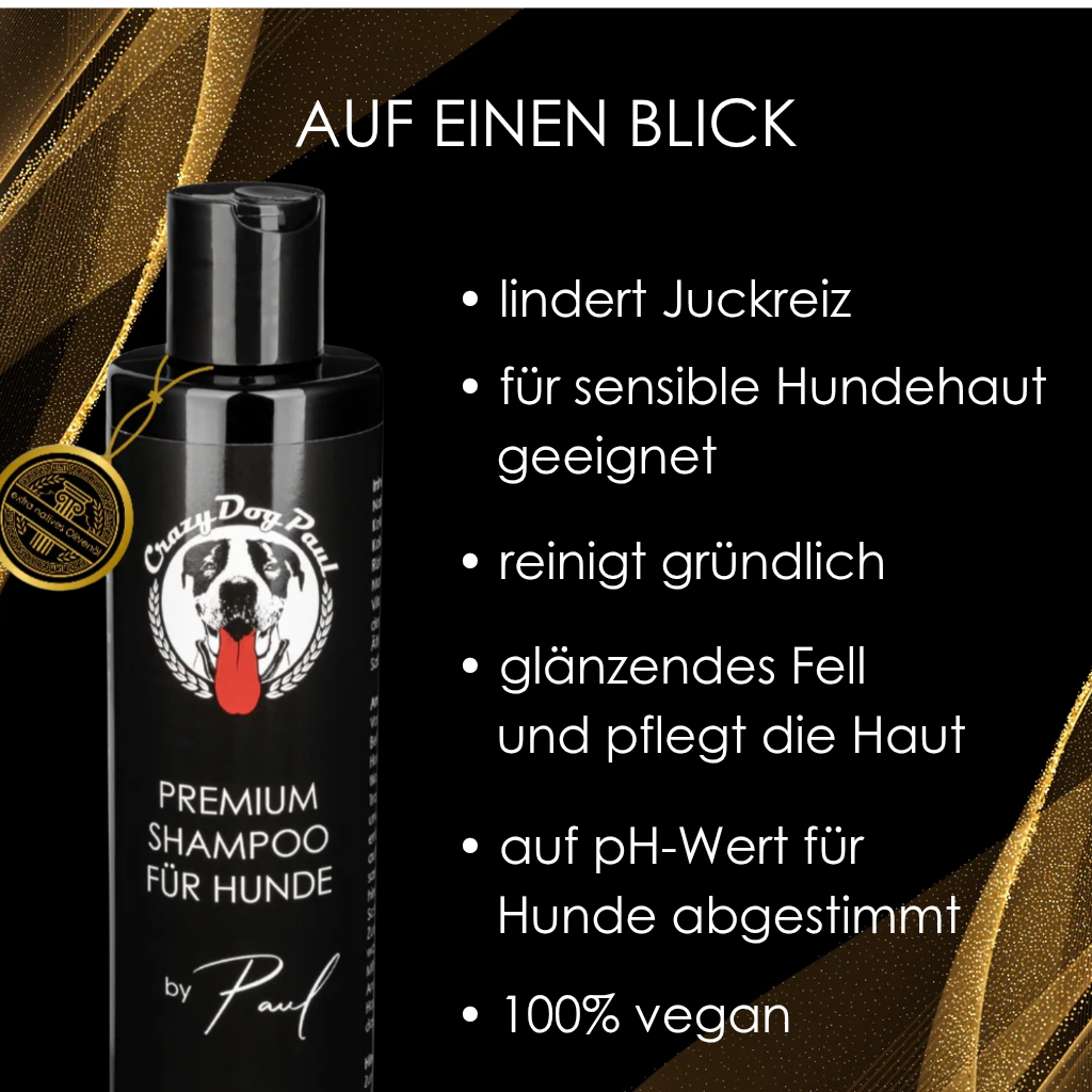 Crazydogpaul Premium Hundeshampoo gegen Juckreiz & Zecken – 100% Natürlich (250ml)