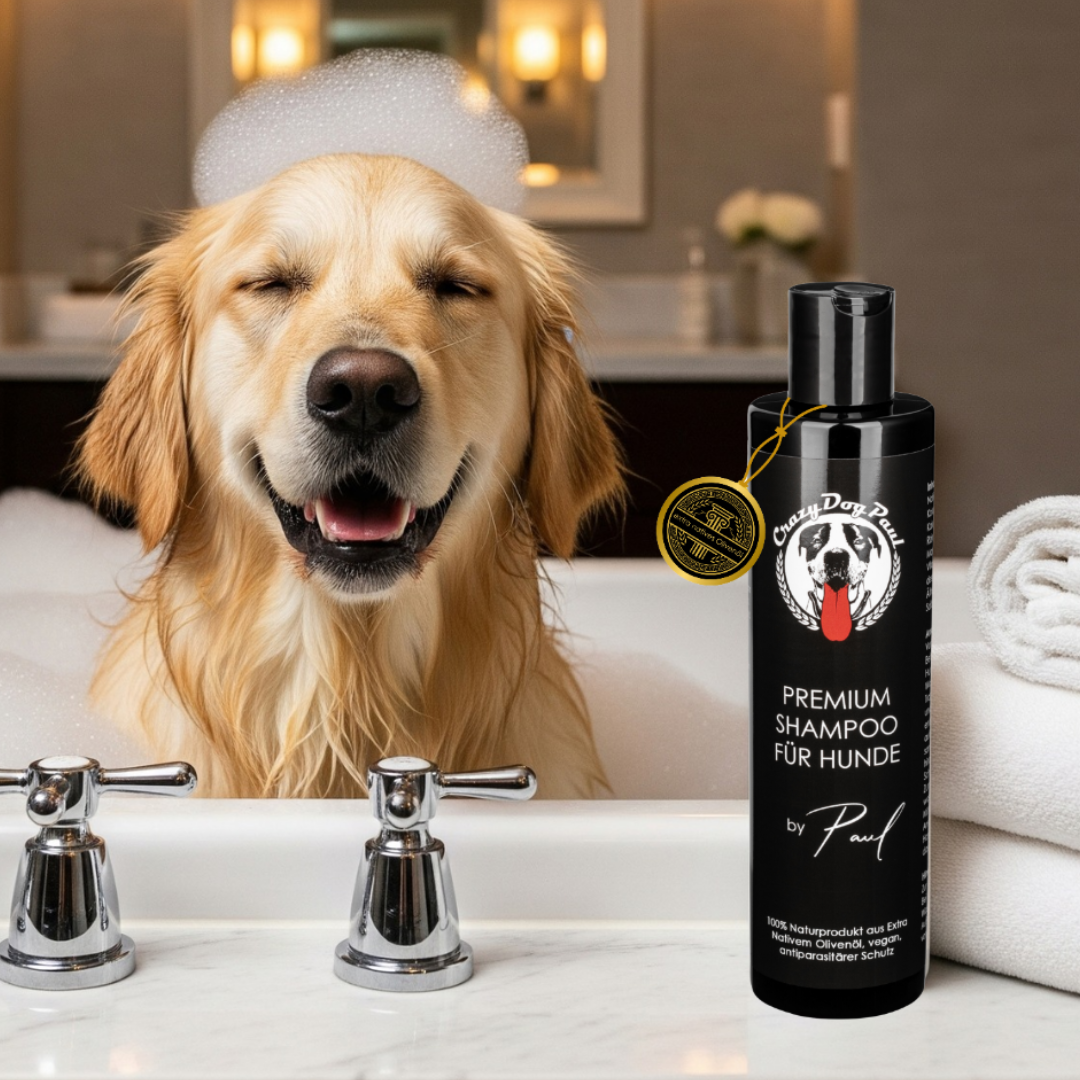 Crazydogpaul Premium Hundeshampoo gegen Juckreiz & Zecken – 100% Natürlich (250ml)