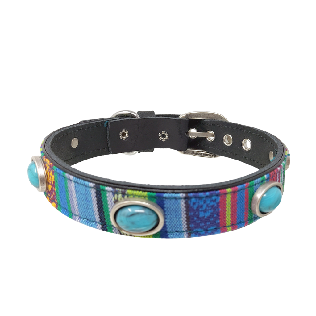 CrazyDogPaul Premium Hundehalsband PERU – Leder im Boho-Stil (2,5 cm)