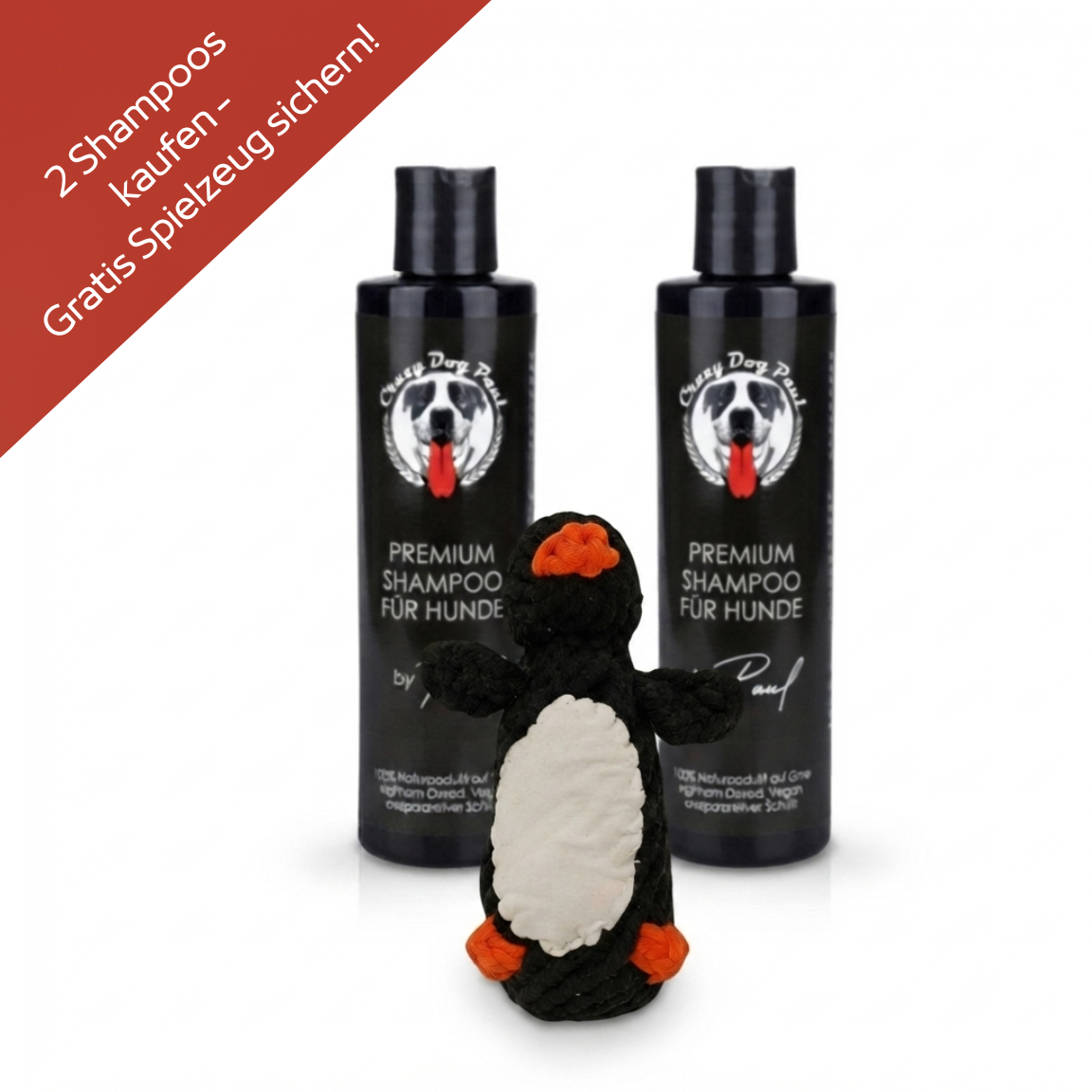 Welpen-Pflegeset: 2x Mildes Shampoo + Gratis Spielzeug-Knochen + Gratis Spielzeug/Versand in D