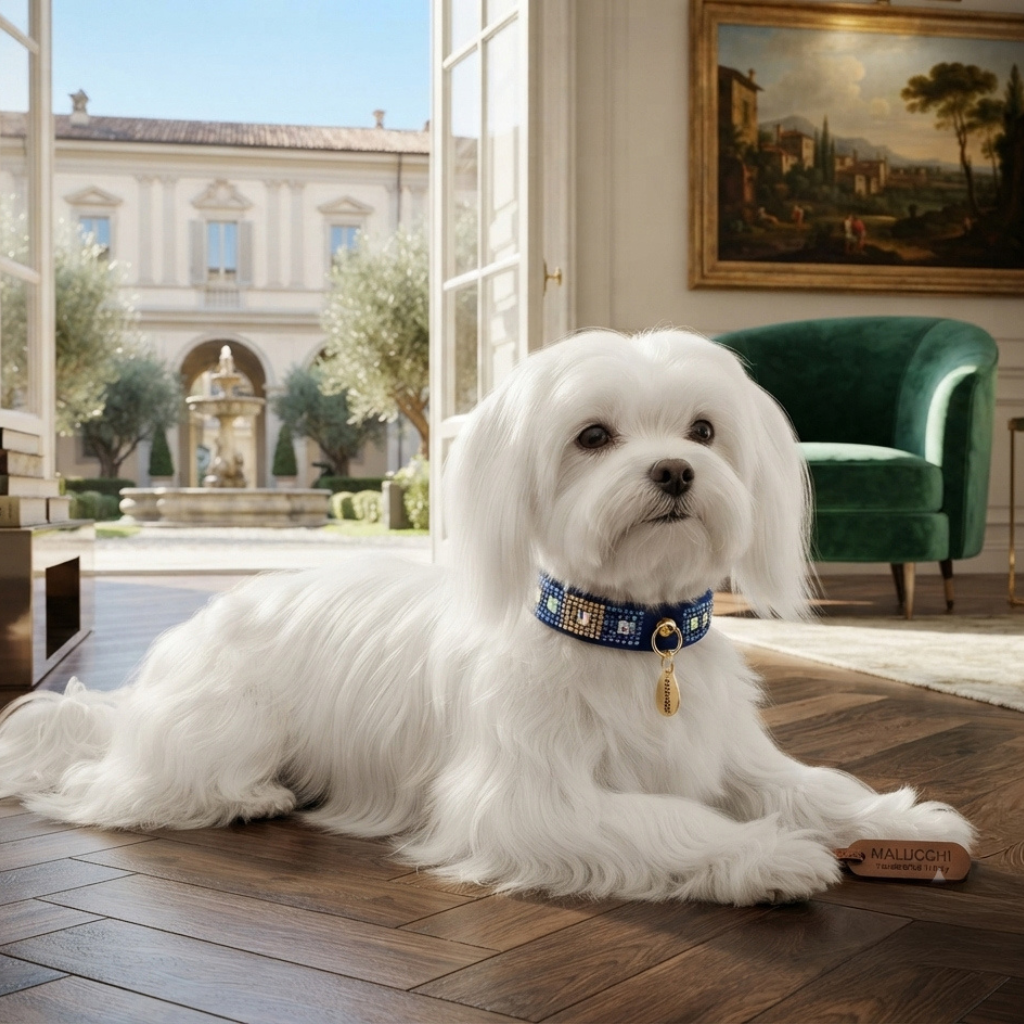 CrazyDogPaul Luxus Hundehalsband AMALFI – Handgefertigt mit Swarovski-Kristallen - 25% Rabatt