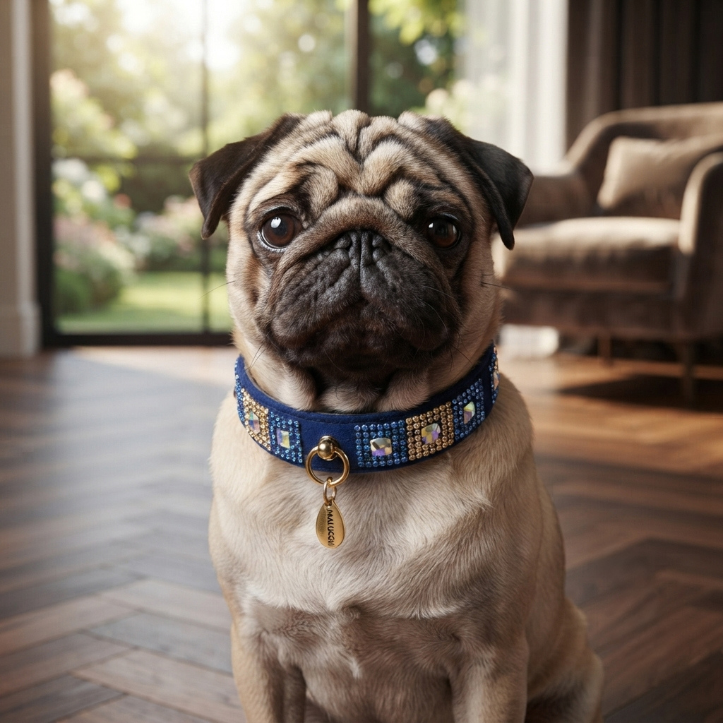 CrazyDogPaul Luxus Hundehalsband AMALFI – Handgefertigt mit Swarovski-Kristallen - 25% Rabatt