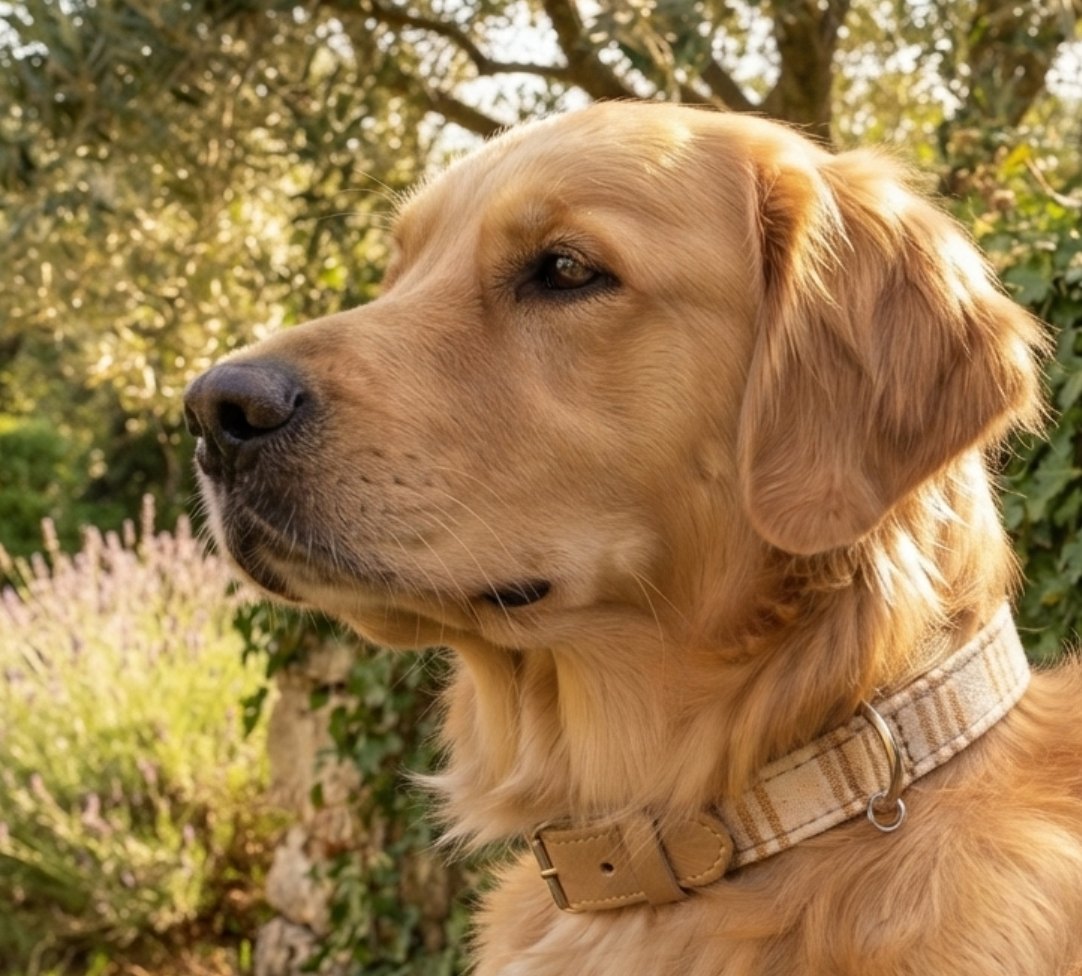 CrazyDogPaul Luxus Hundehalsband PORTOFINO – Mediterraner Vintage-Chic