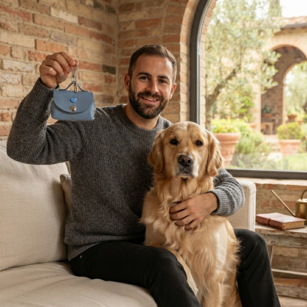 Stylischer Kotbeutelspender Le Bebe aus Leder von CrazyDogPaul
